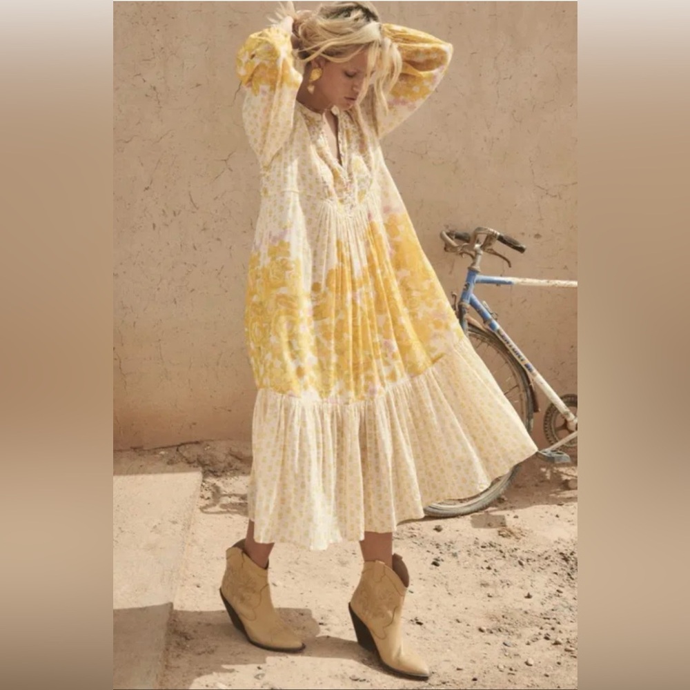 Spell Yellow Rose Boho Midi Honeysuckle Small Floral